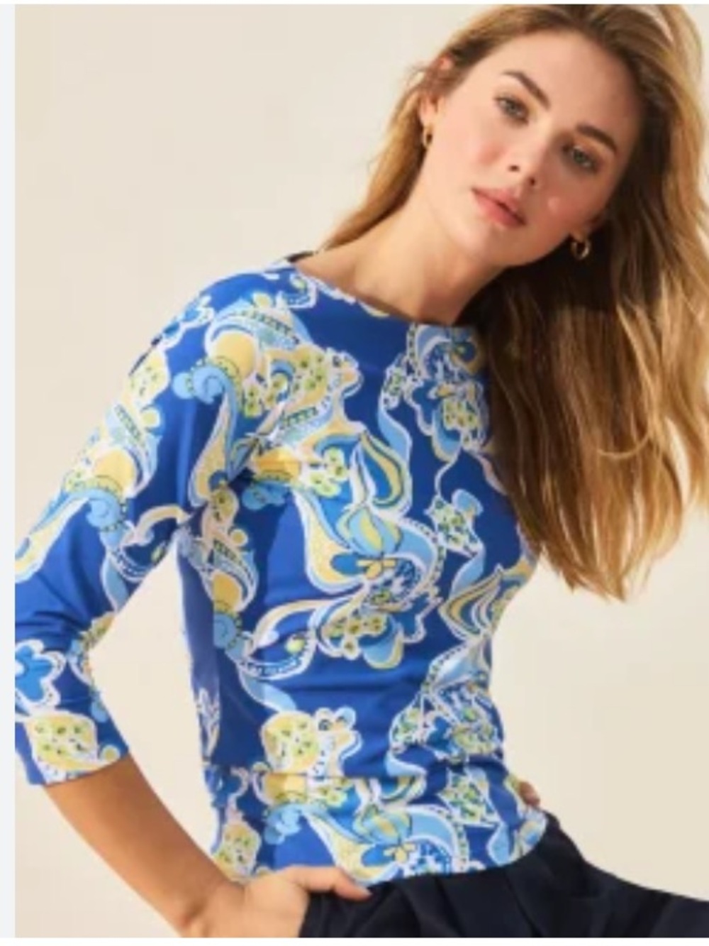 J. McLaughlin Wavesong Tee in Trinidad Abstract Beachy Coastal Florida